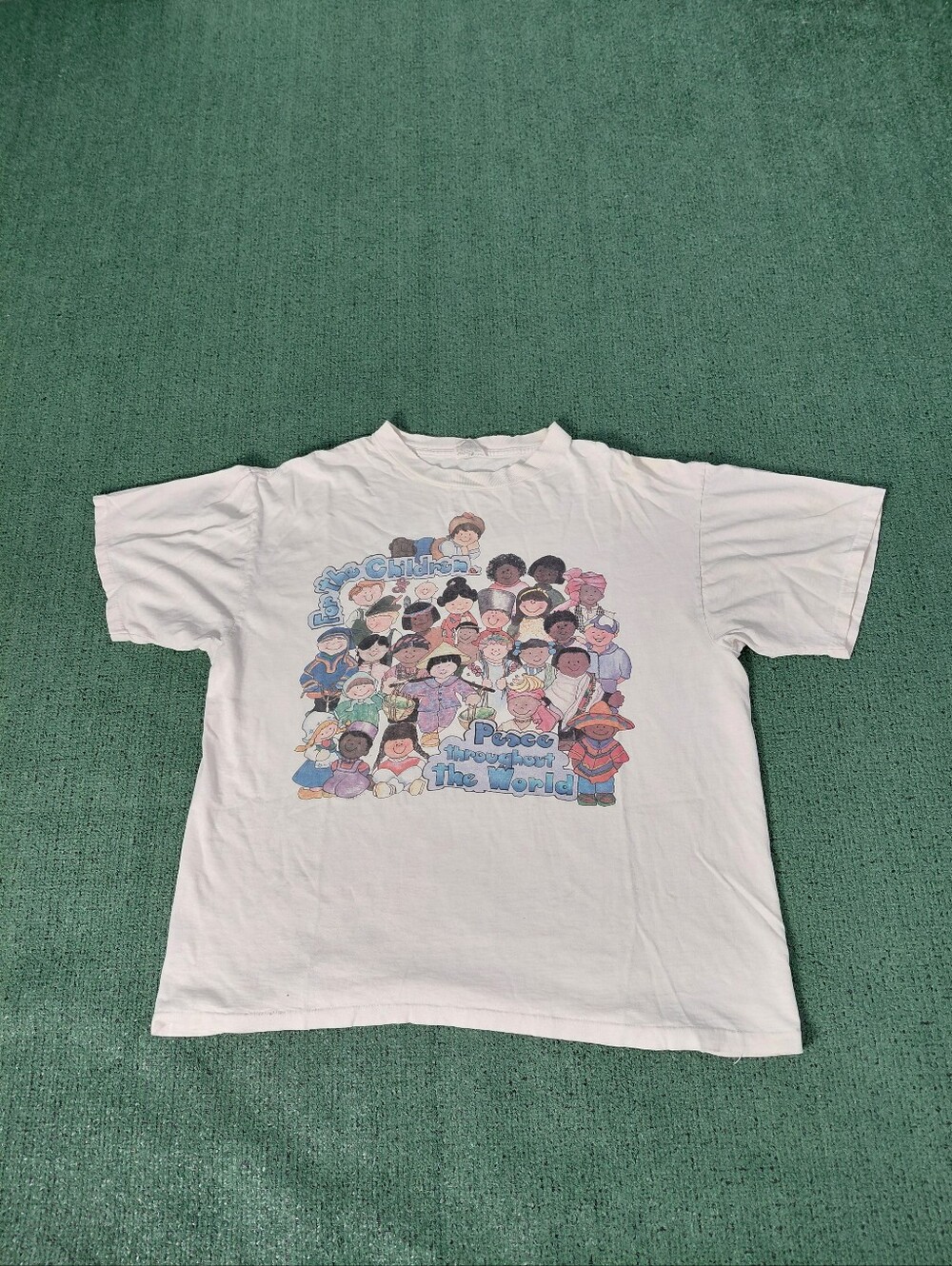 Vintage 1995 For The Children "Peace Throughout The World" 90's White (Yellow St